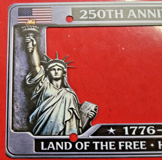 250th Anniversary Commemorative CAR License Plate Frame liberty statue bell#1072