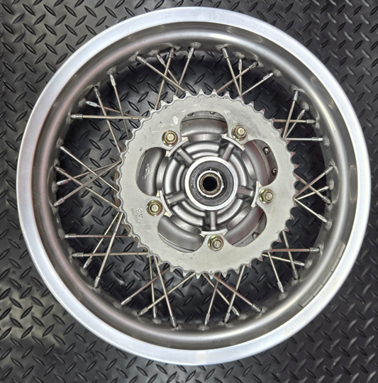 Triumph Thruxton 900 rear wheel rim straight complete rotor sprocket hub #0519
