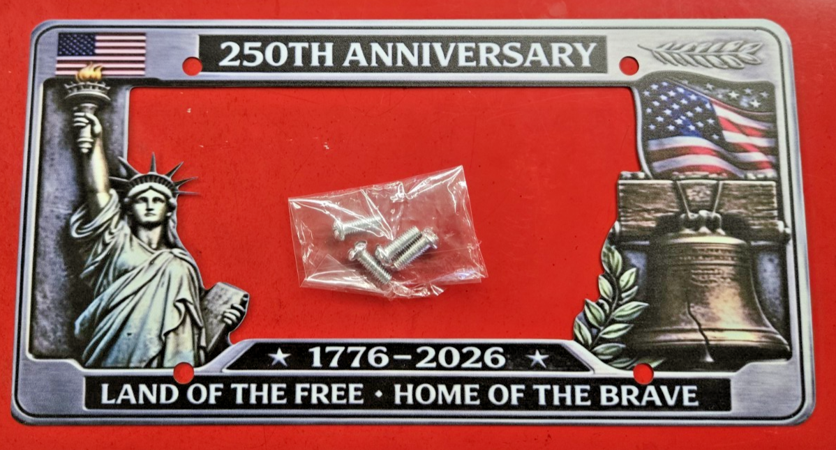 250th Anniversary Commemorative CAR License Plate Frame liberty statue bell#1072