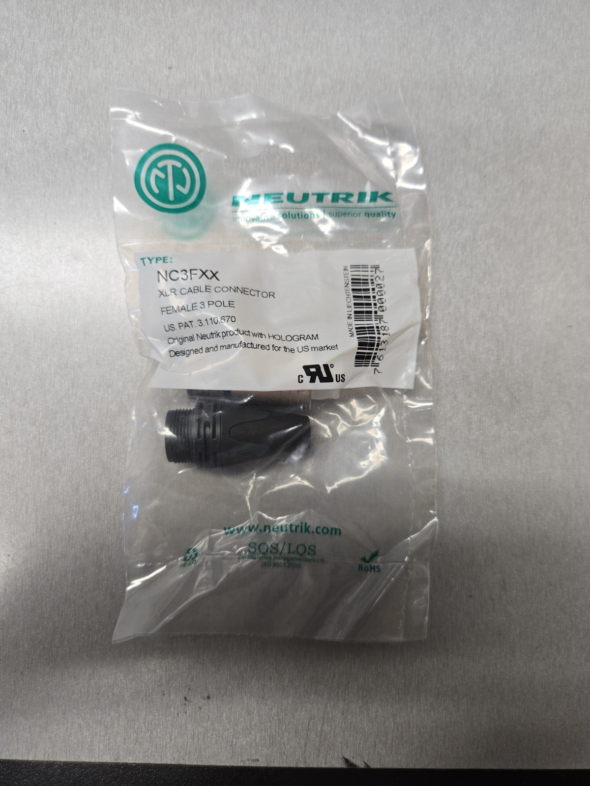 Neutrik XLR Female 3-Pole Cable Connector (NC3FXX) #1258
