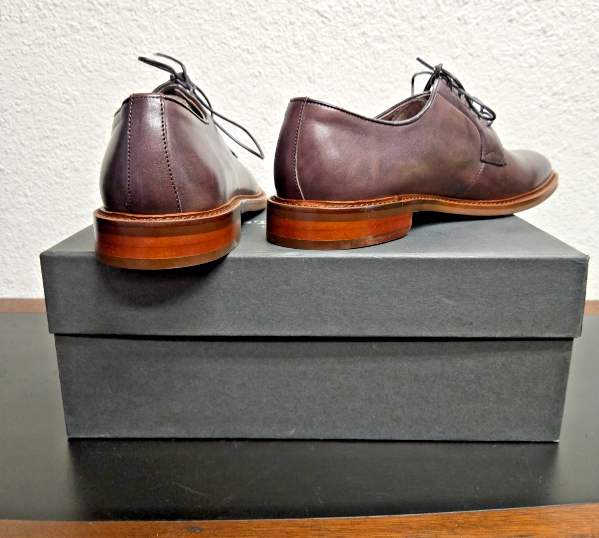 ASTON GREY COLLECTION leather BARRY CHESTNUT 500511 size 8 ORIGINAL BOX #0391