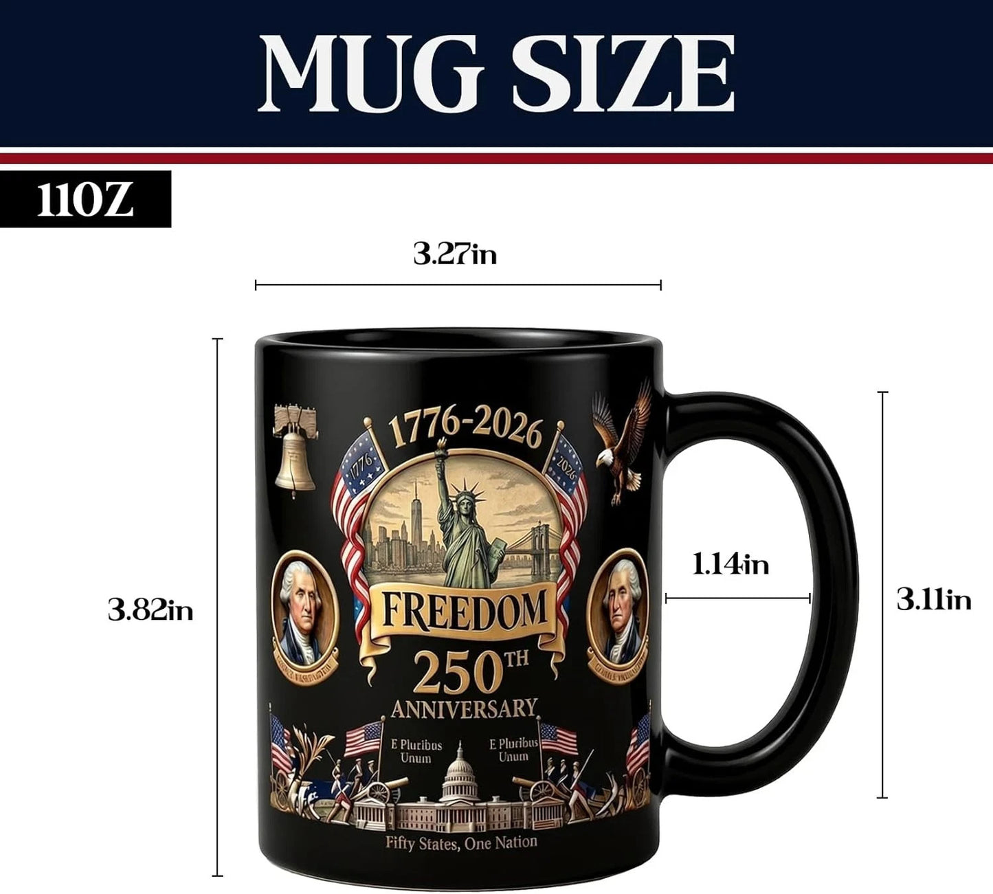 250 Th Anniversary America Coffee Mug USA 250 Years of Freedom #1130