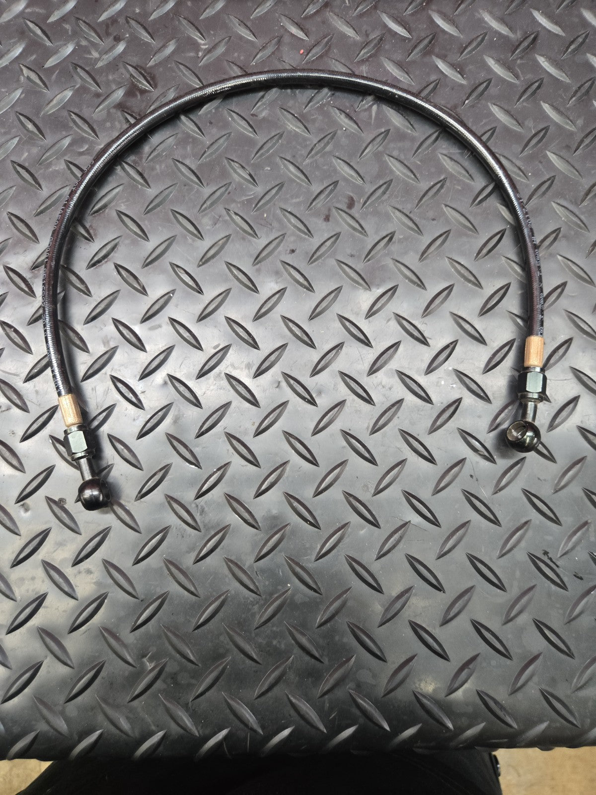 24"  Braided Brake Line Hose Black Aluminum Banjos Adjustable #1360