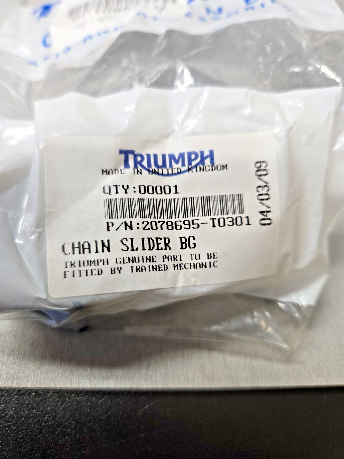 1998 Triumph Tiger 855 OEM GENUINE drive chain slider guide  2078695T0301 #1150