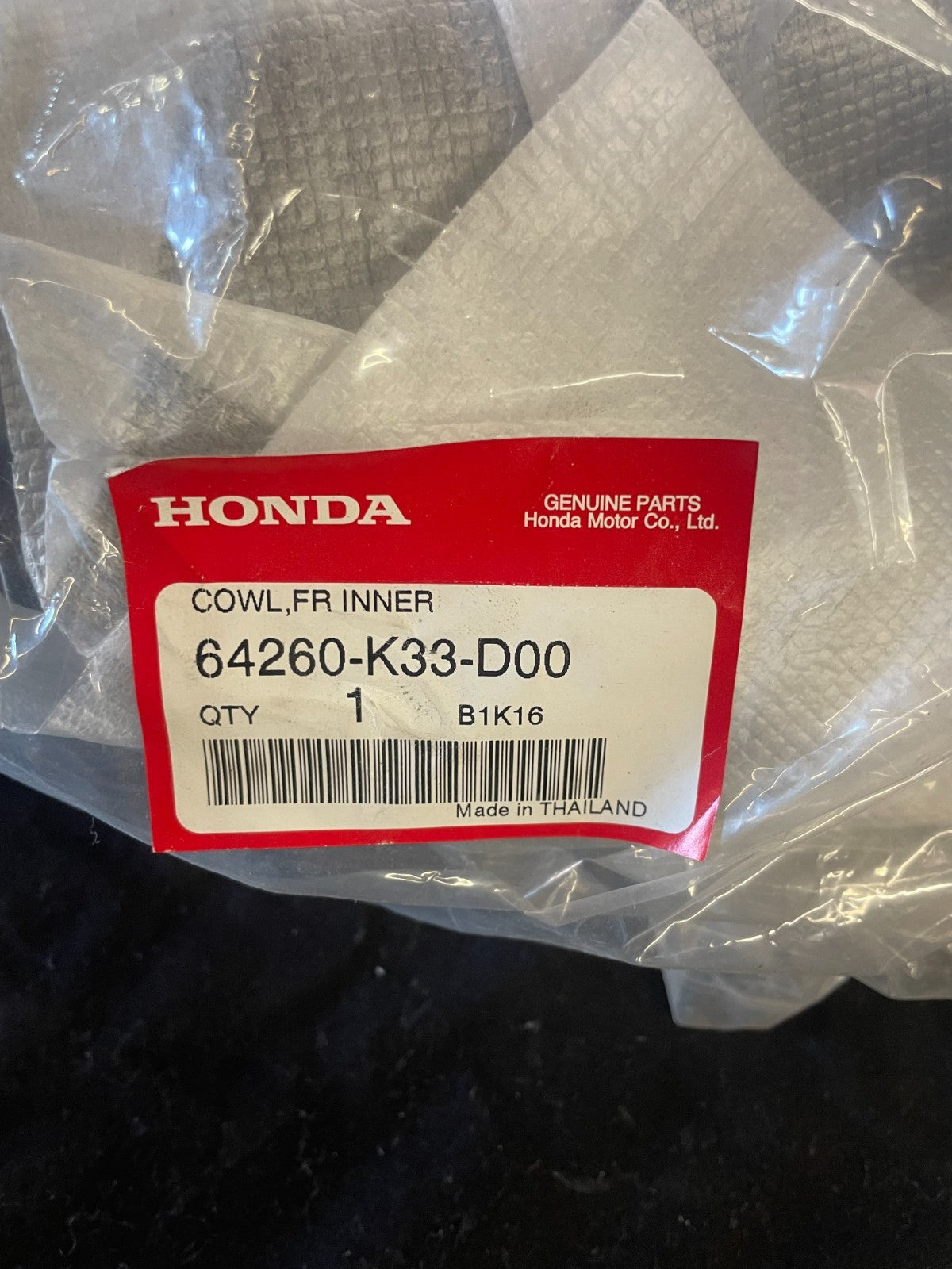 HONDA SPEEDOMETER COVER INNER COWL  2015-2022 CBR300R  OEM NEW 64260-K33-D00
