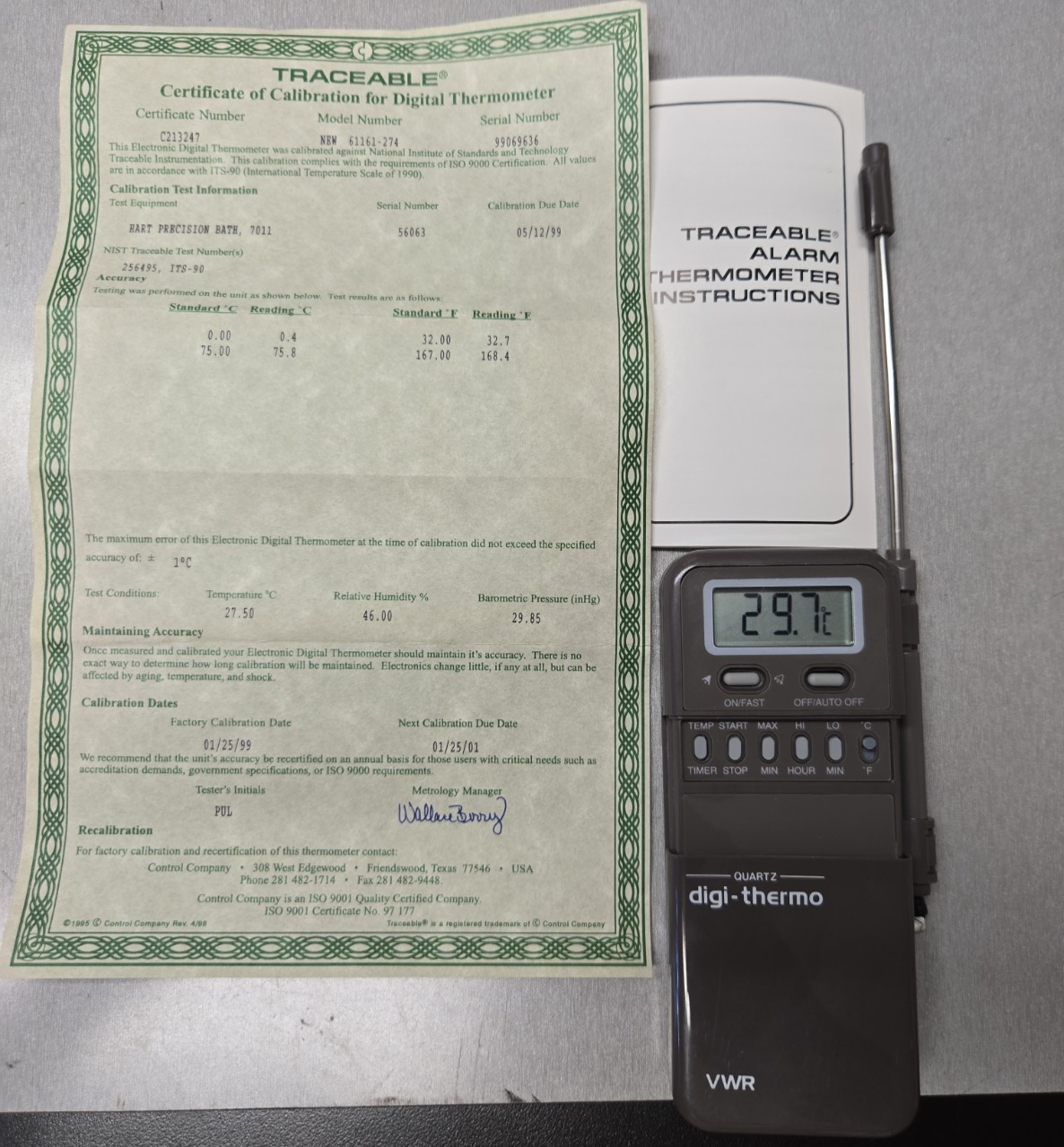 VWR 61161-274 One-Piece Digital alarm Thermometer #1266