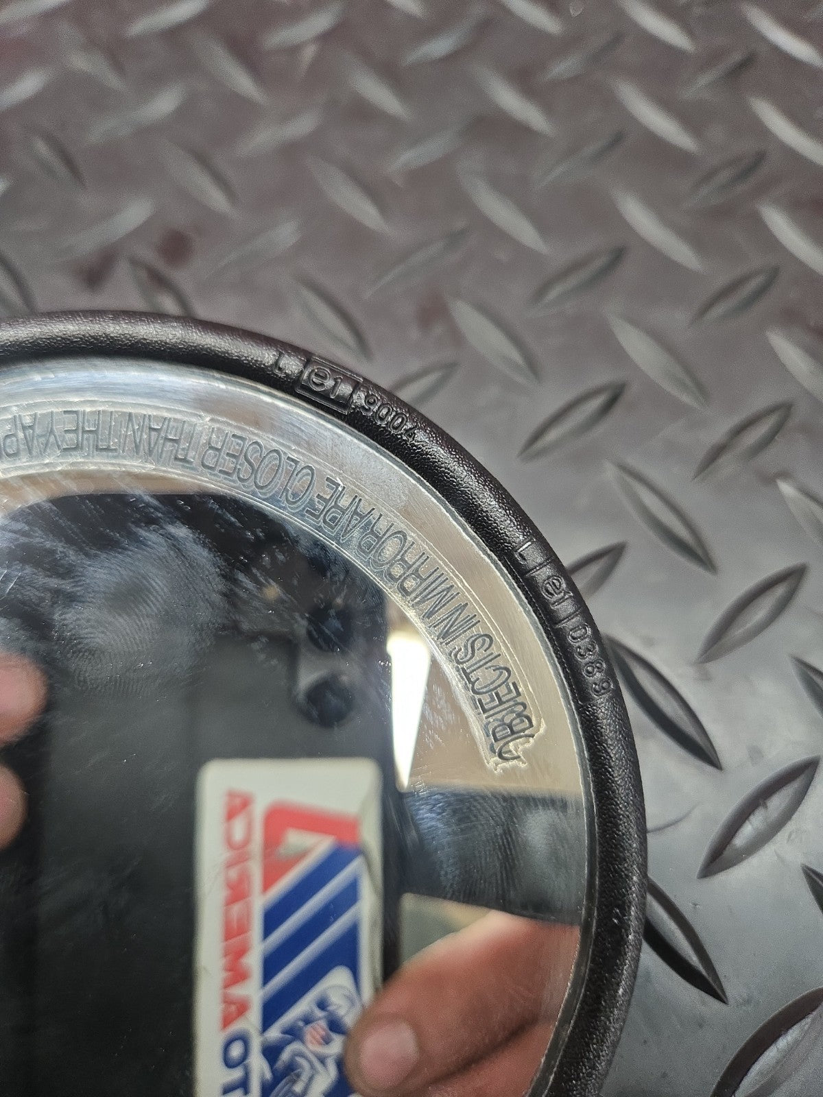 4 1/2 Round Left Black Side Mirror Universal With Adaptor 10mm #1354