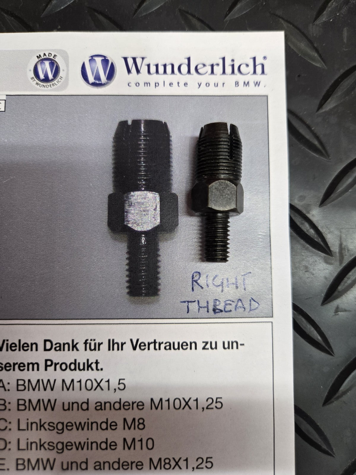 BMW wunderlich Mirror Adaptor SOLD EACH  #1202