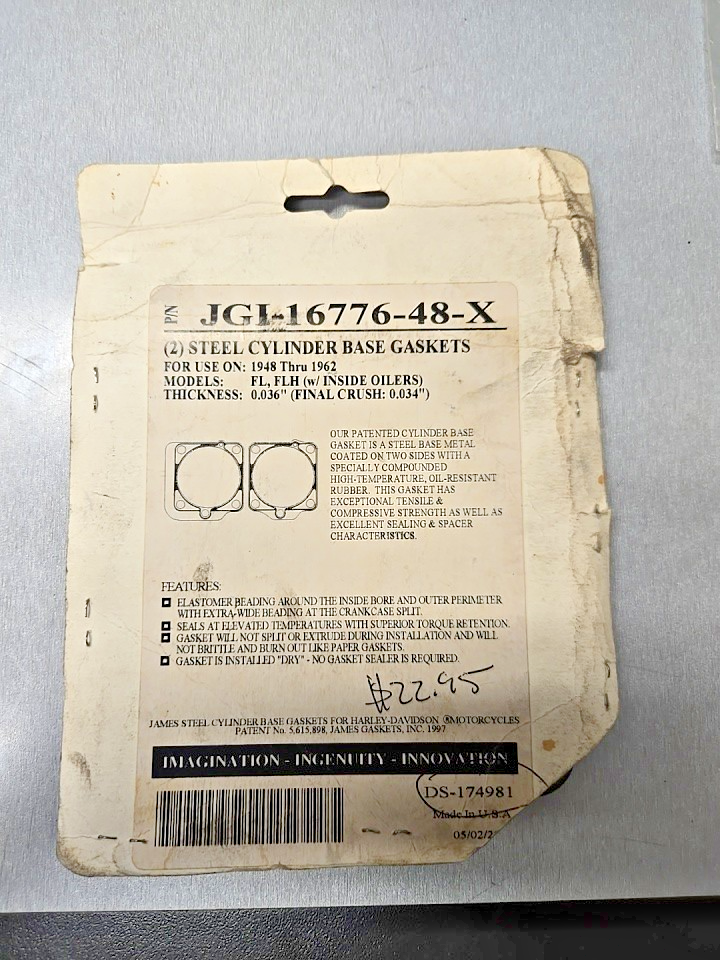 James Gaskets JGI-16776-48-X Steel Cylinder Base Gasket for FL, FLH #0766