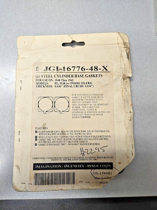James Gaskets JGI-16776-48-X Steel Cylinder Base Gasket for FL, FLH #0766