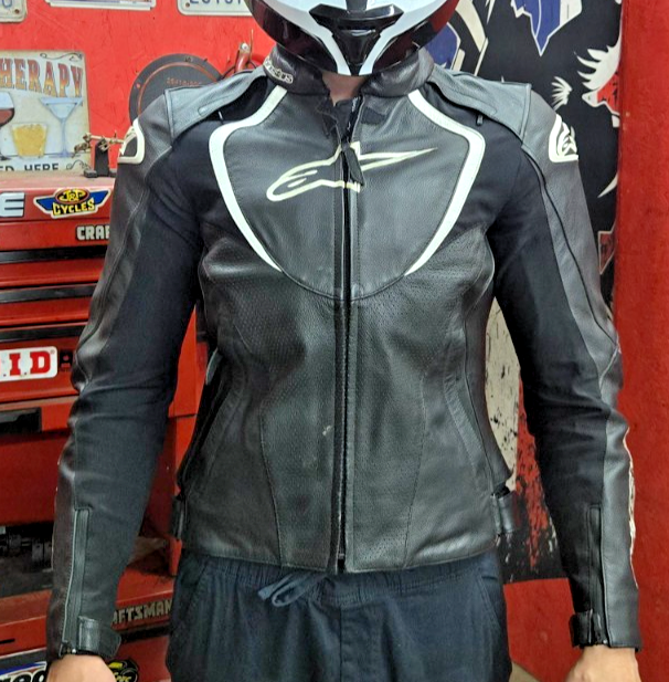 Alpinestars Stella Jaws Perforated Womens Leather Jacket (12US/48EU, Black)