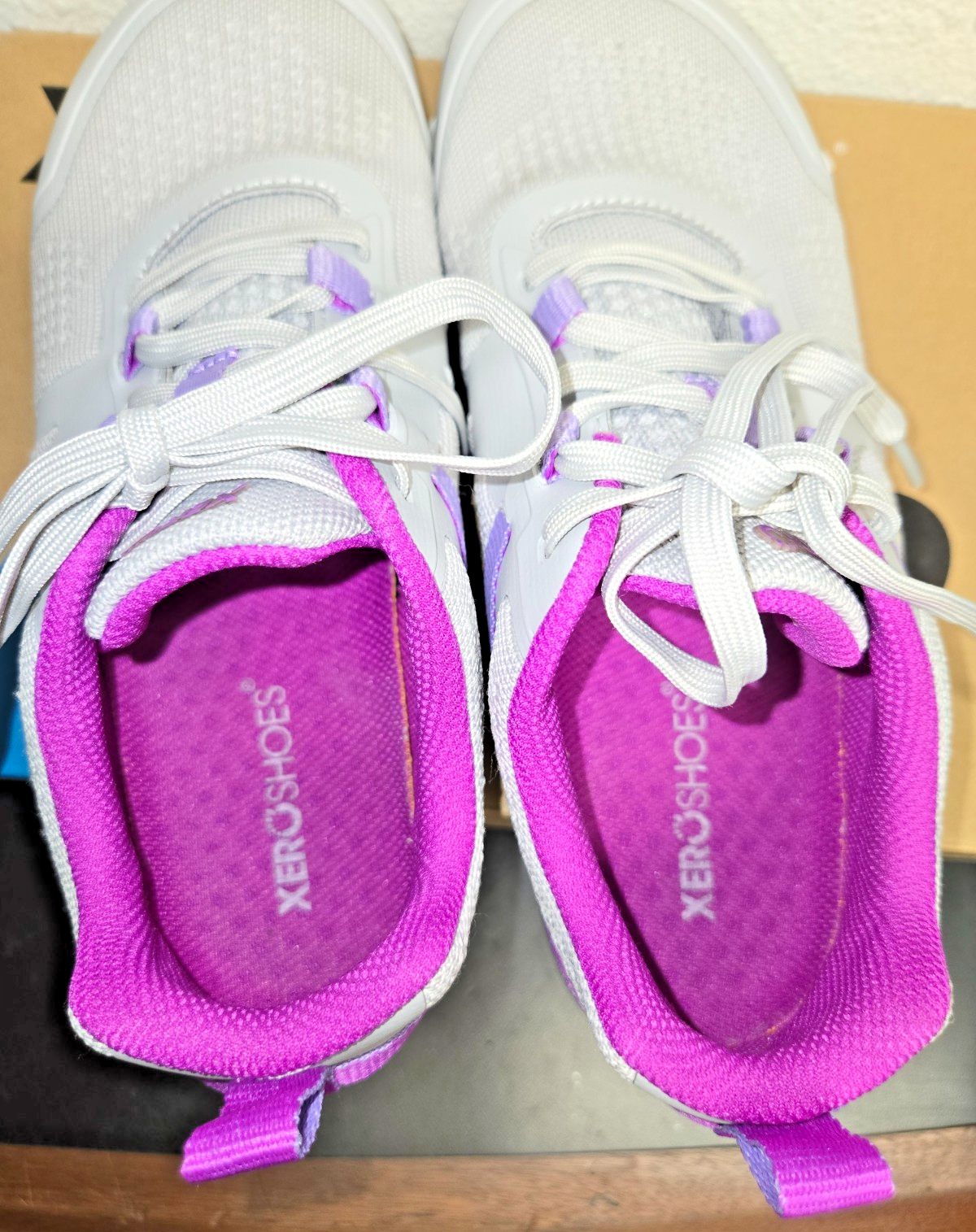 XERO WOMENS PRIO NEO SNEAKERS 8.5 BREATH MESH "STORM" GREY PURPLE #0390