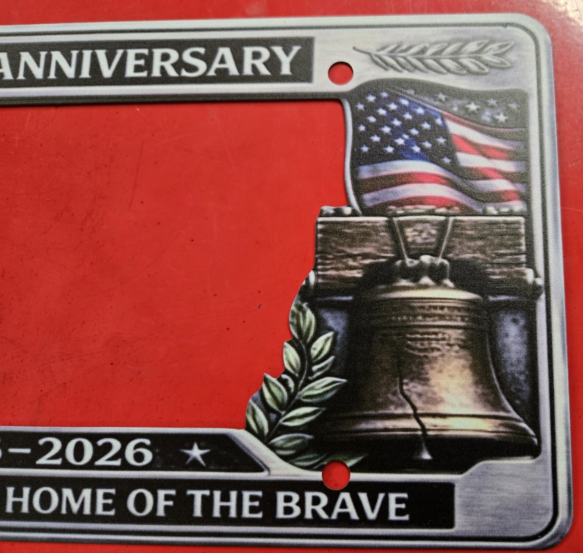 250th Anniversary Commemorative CAR License Plate Frame liberty statue bell#1072