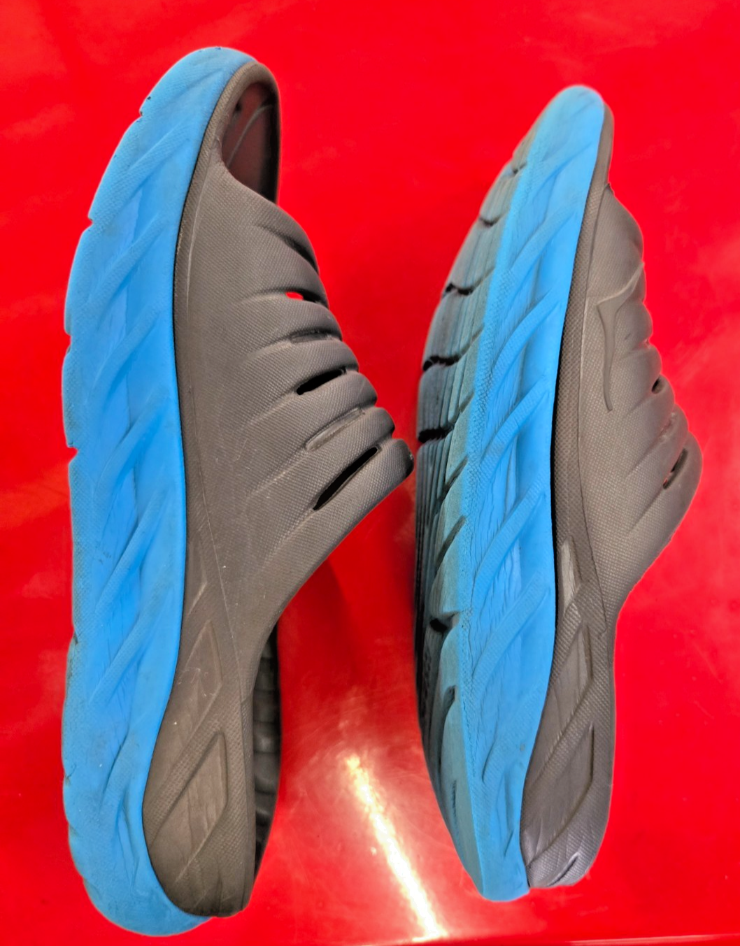 Hoka Ora Recovery Slide Womens Size 8 black blue Comfort Sandal Light #0414