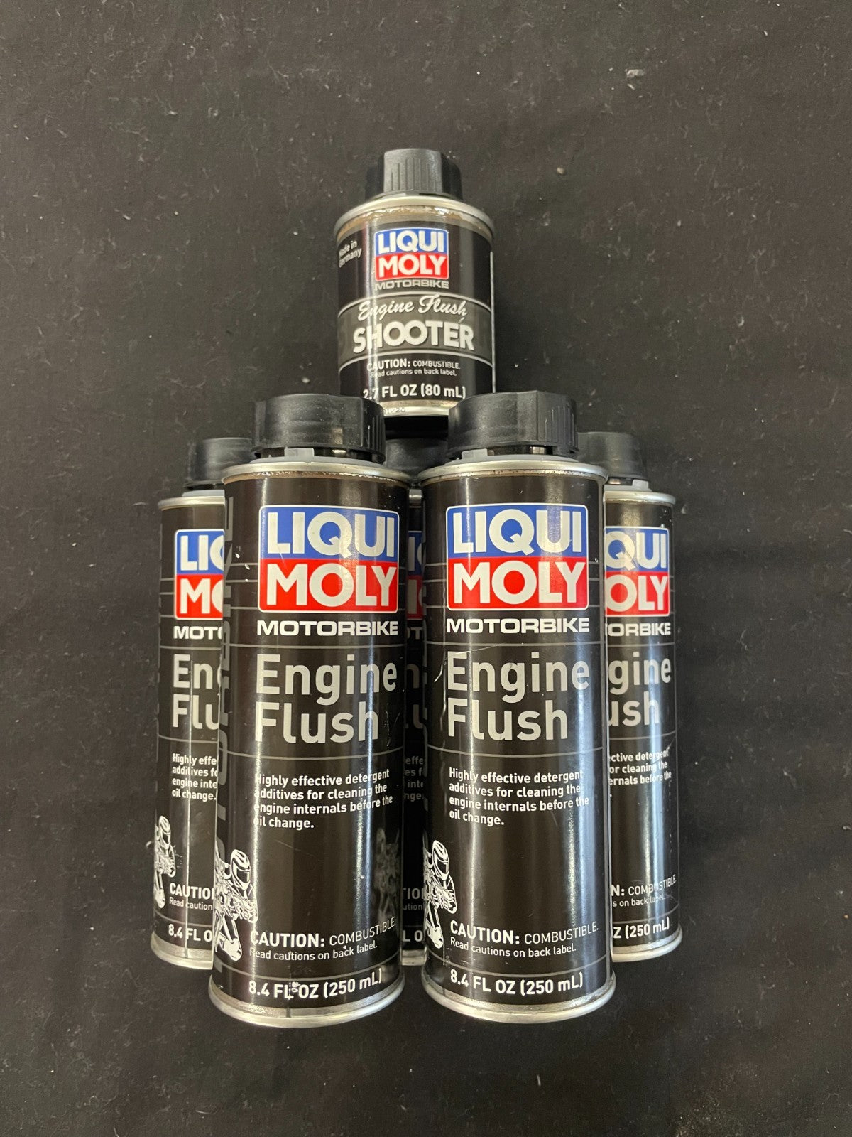 5X LIQUI MOLY 20050 MOTORBIKE ENGINE FLUSH .25 LITER + 1 ENGINE SHOOTER  #0284