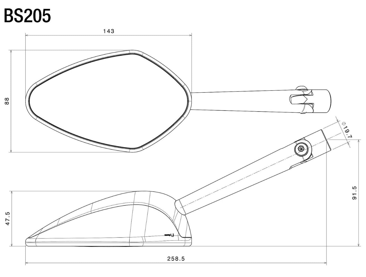 2X RIZOMA BS205A MIRRORS VELOCE SPORT SILVER  LEFT AND RIGHT  #0184