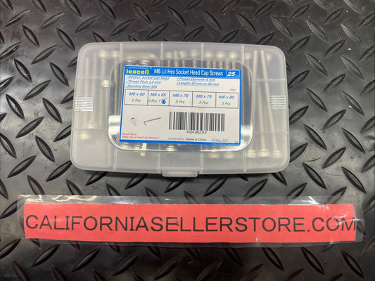 25pcs M6 Screws Assortment kit M6x60/65/70/75/80mm Hex Socket Head #1376