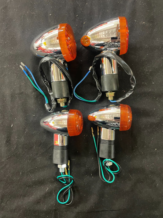 Honda VT Shadow turn signals blinkers set chrome  cafe racer universal    #0272