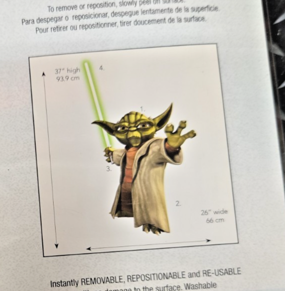 Star Wars YODA Giant Peel & Stick Wall Decal + 5 Wall Decals #1151