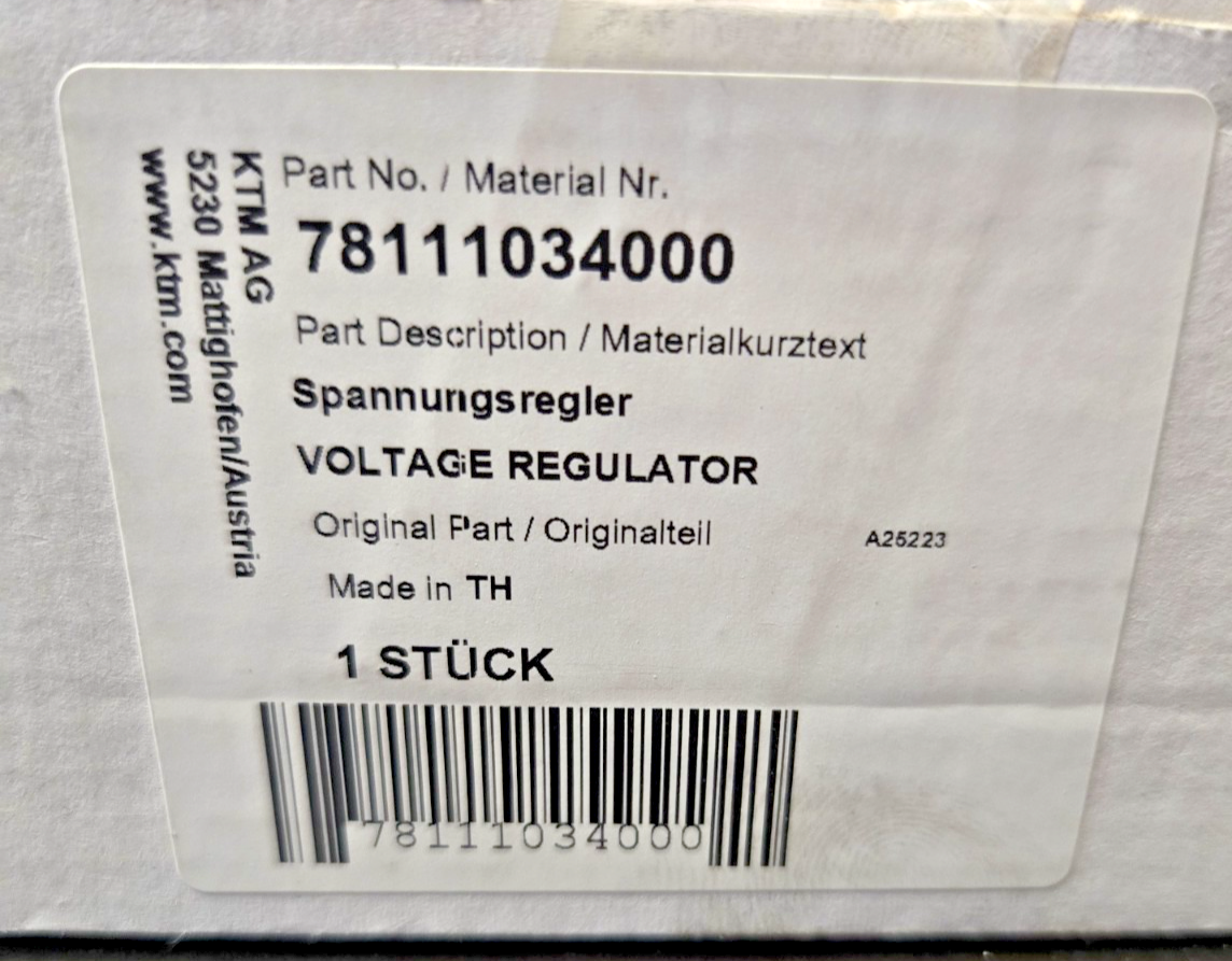 KTM Genuine Voltage Regulator - 78111034000  #0613