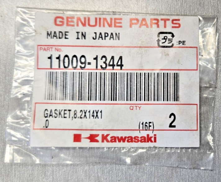 1X Kawasaki Genuine Gasket 8.2X14X1.0 -SOLD EACH 11009-1344 #0586