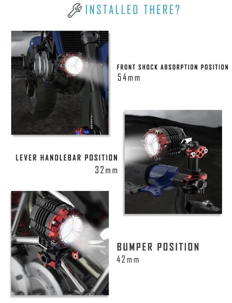 LED Motorcycle Headlight Fog Lights Spotlight Auxiliary Fog SPIRIT BEAST #0757