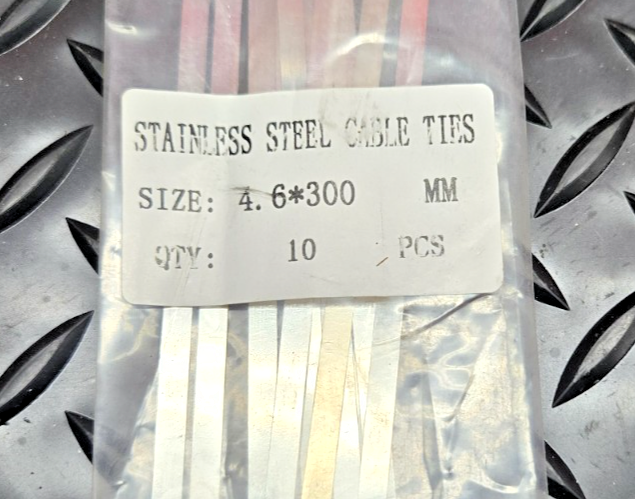 10 Pack 4.6m x 300mm Stainless Steel Cable Ties #0548